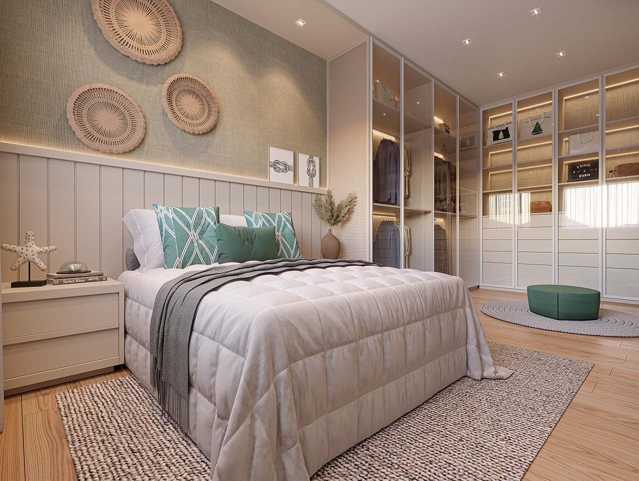 Suíte apartamento 55m² - Acqua Park Barueri - Perspectiva ilustrada