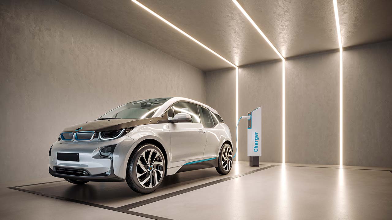 Vaga com carregador para carros elétricos Acqua Park Barueri - Perspectiva ilustrada